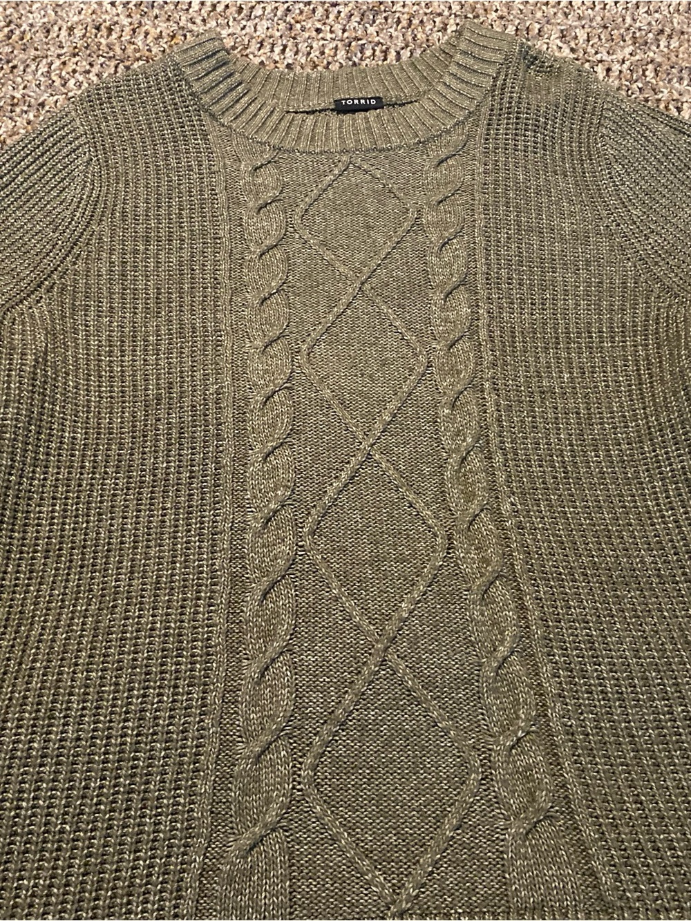 Torrid Plus Size Womens  Olive Cable Knit Sweater